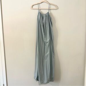 H&M Sage Green Maxi Dress Spaghetti Strap Flowy Open Back Size S